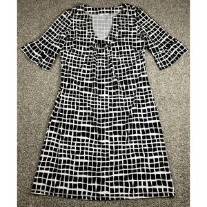 Jude Connally Black Size Small Geometric Knee Length Short Sleeve Shift Dress